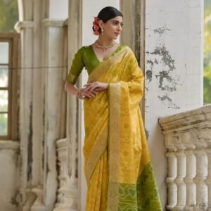 Yellow Art Silk Handloom